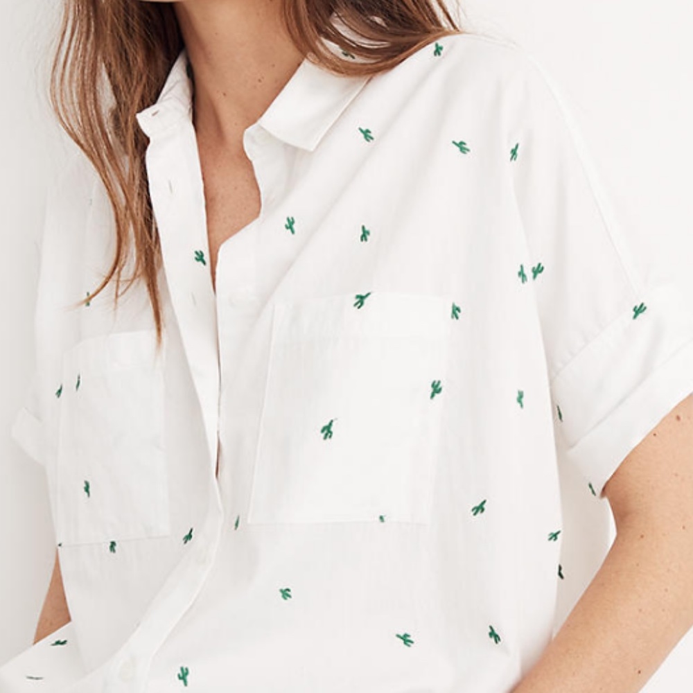 Madewell Embroidered Cactus Courier Shirt Size M